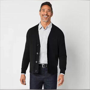 NEW Abbott Elementary Men's 4 Button Black Cardigan XL $54